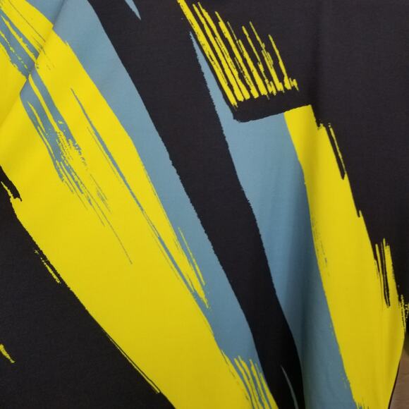 8 by Yoox NWT Womens Abstract Print Long Sleeve Turtle Neck Black Yellow Blue XL - Picture 7 of 8